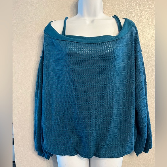 Free People Off Shoulder Sweater with Faux Straps - Picture 3 of 10